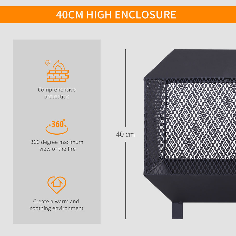 Thumbnail: Metal Square Fire Pit Outdoor Mesh Firepit Brazier w/ Lid, Log Grate, Poker for