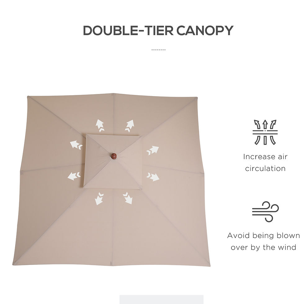 Thumbnail: 3 x 3 metre Patio Parasol Garden Umbrellas Sunshade Outdoor Wooden Parasol Canop