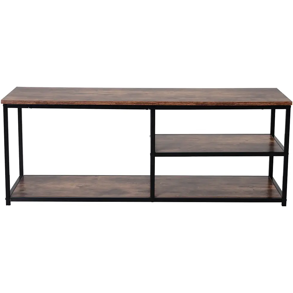 Thumbnail: HOMCOM TV Unit for 55 inch TVs,  TV Table w/ 2 Storage Shelves, Rustic Brown