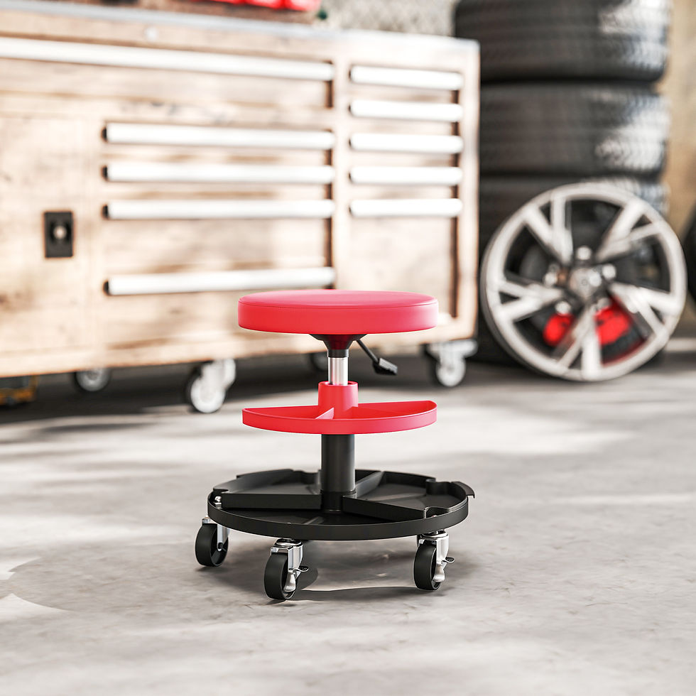 Thumbnail: Rolling Mechanic Stool, 135kg Capacity Workshop Stool, 360° Swivel Roller Padded