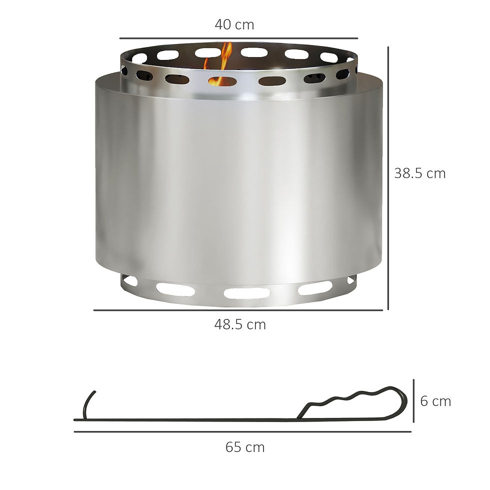 Thumbnail: Smokeless Fire Pit, 48.5cm Portable Wood Burning Firepit with Poker for Garden C