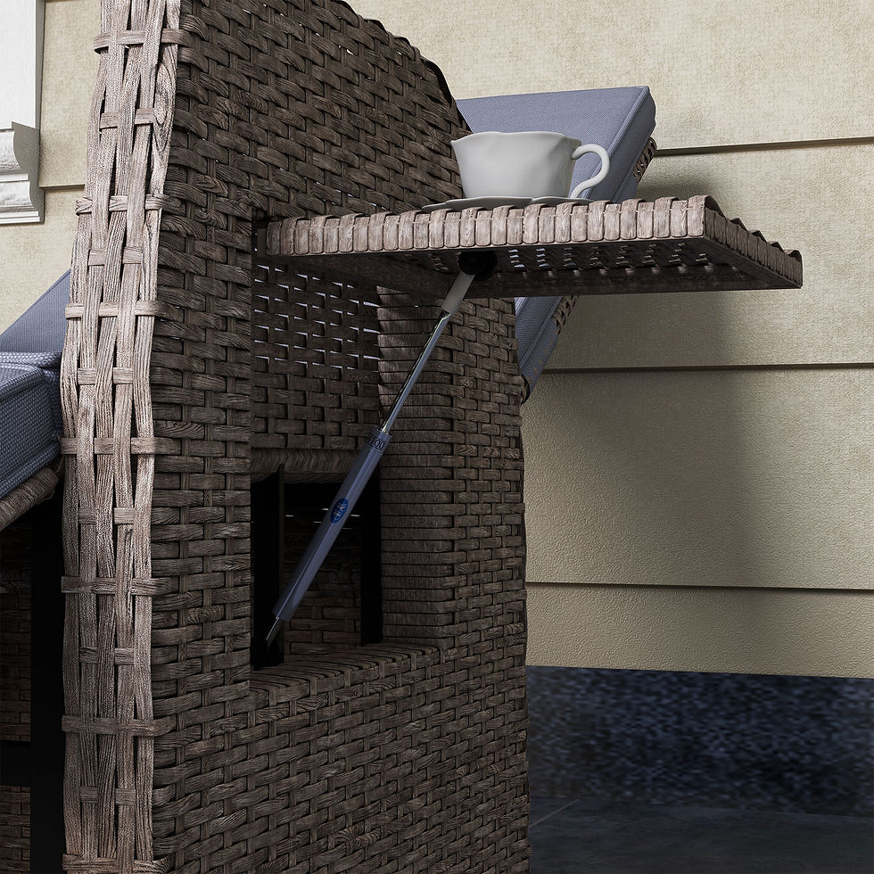 Thumbnail: 148° Reclining Rattan Garden Armchair, with Footrest - Brown/Grey
