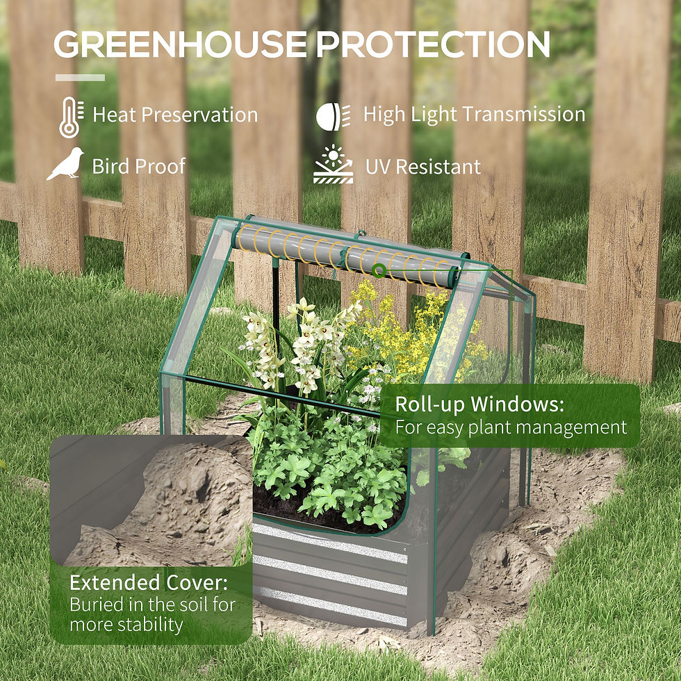 Thumbnail: Outsunny 61 x 61cm Garden Planter Bed, with Cover - Grey