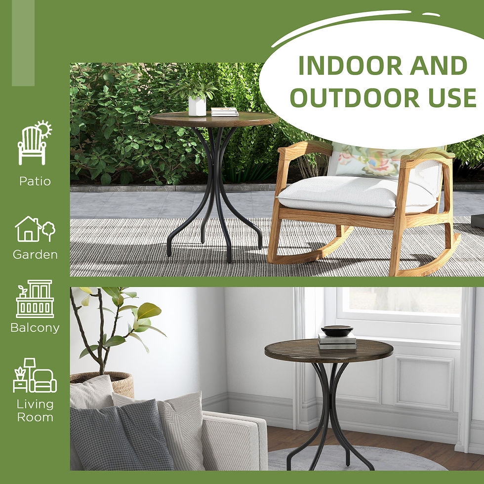 Thumbnail: Outsunny Φ66cm Galvanised Steel Garden Table - Brown