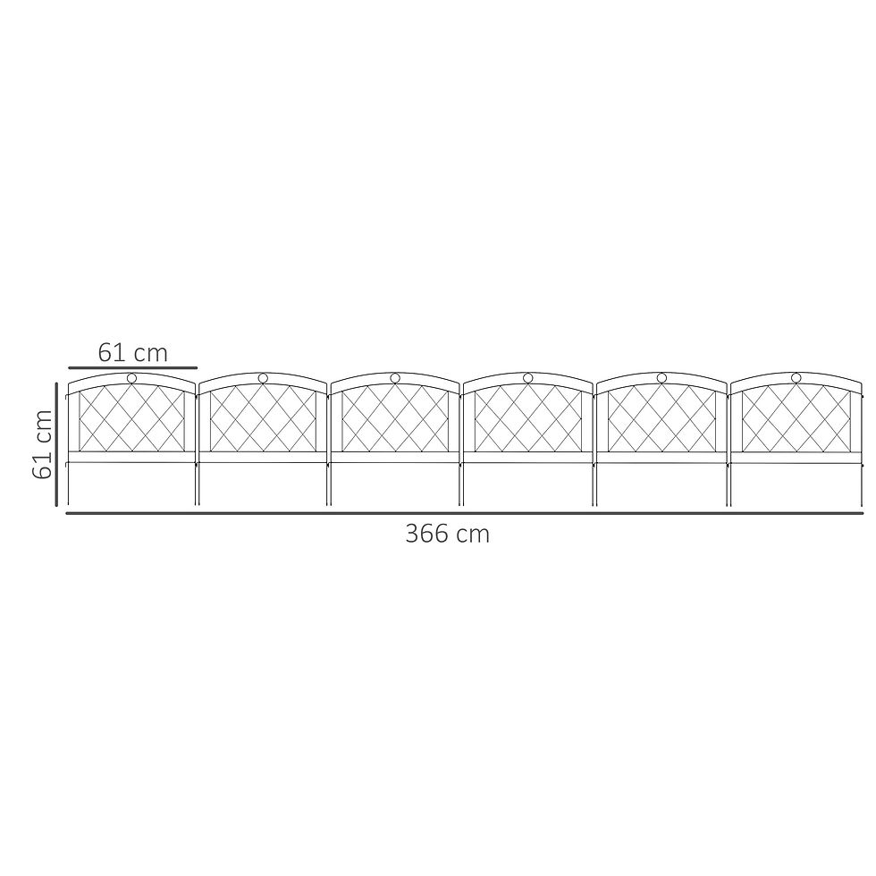 Thumbnail: Metal Decorative Outdoor Picket Fence Panels Set of 6, Black