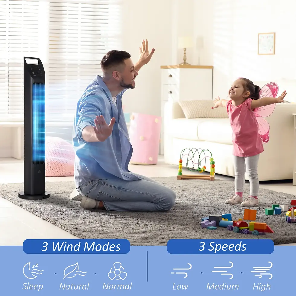 Thumbnail: HOMCOM 31" Oscillating Tower Fan with Remote Control, 4H Timer, 3 Speed 3 Modes