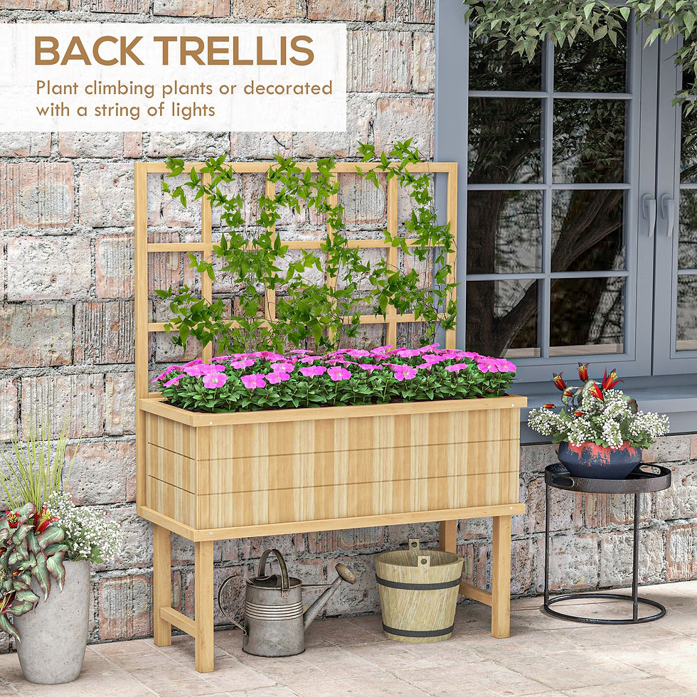 Thumbnail: 45 x 105cm Wooden Garden Planter, with Trellis - Natural