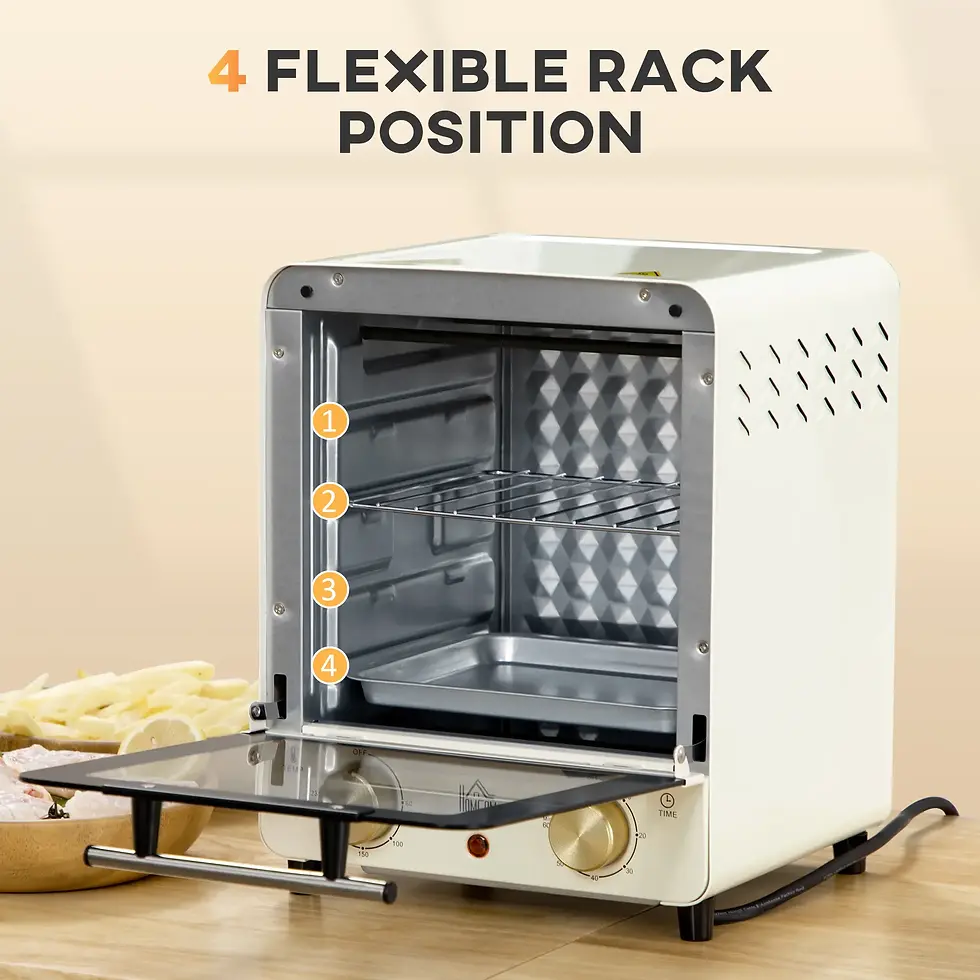 Thumbnail: HOMCOM Mini Oven, 15 Litres Electric Oven and Grill with 60-230℃ Adjustable Temp