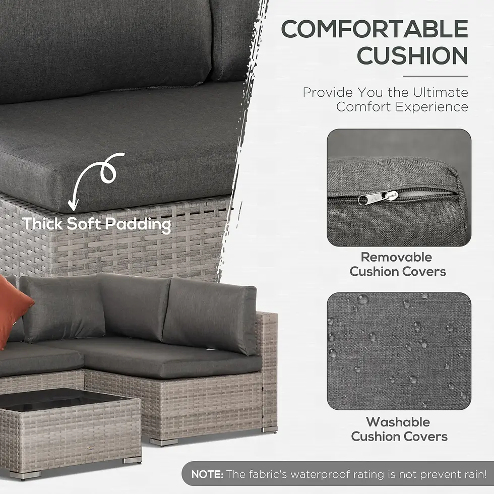 Thumbnail: Outsunny Four-Piece Half-Square Rattan Sofa Set - Mixed Grey