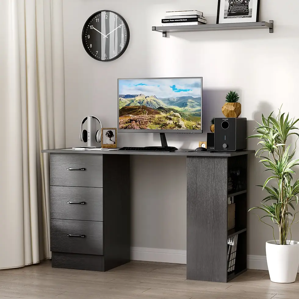 HOMCOM Black Computer Desk, Writing Table, PC Workstation with 3 Storage Shelves: Affordable and practical.