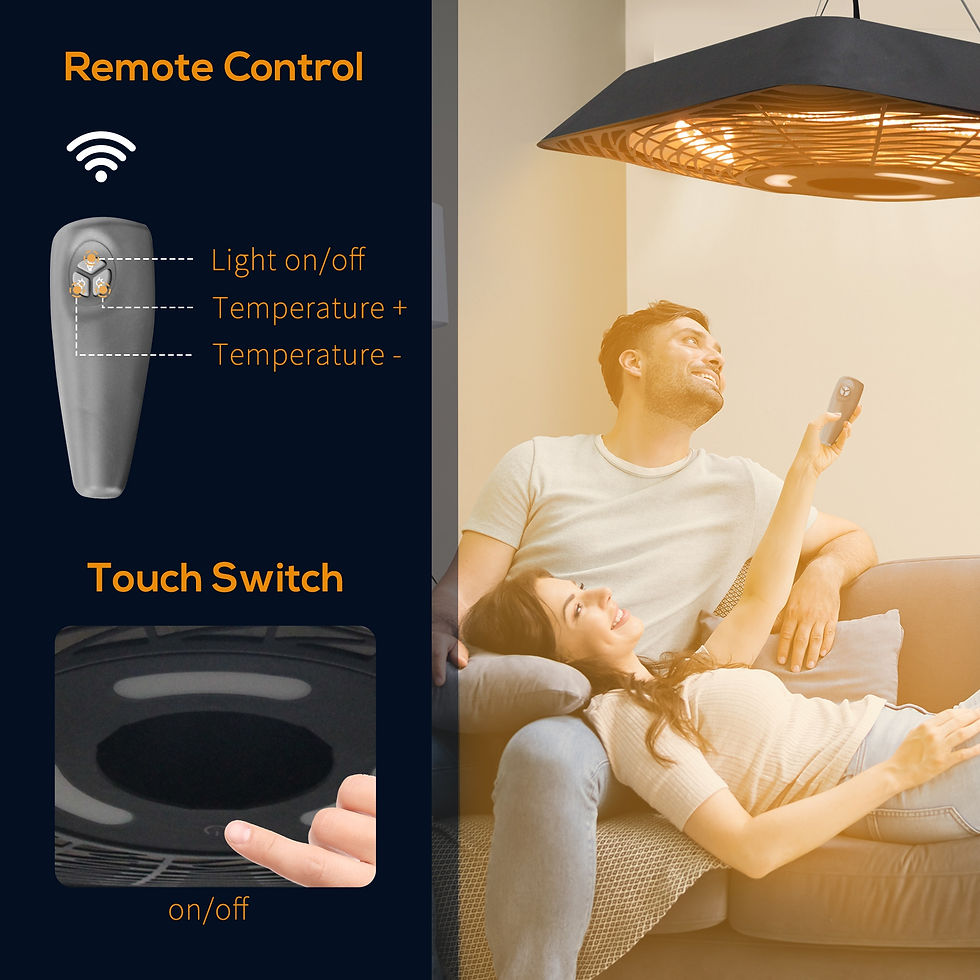 Thumbnail: 2000W Electric Hanging Patio Heater Ceiling Mounted Halogen Heating Indoor Outdo