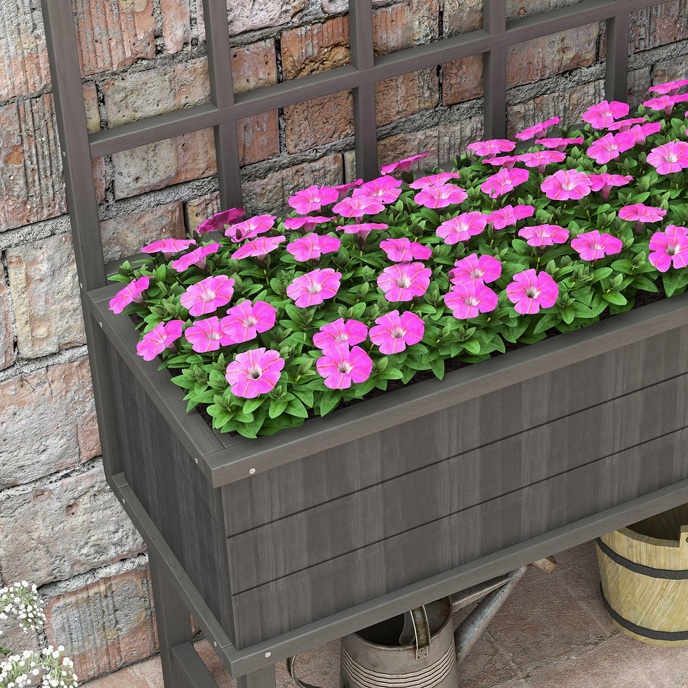 Thumbnail: 45 x 105cm Wooden Garden Planter, with Trellis - Grey