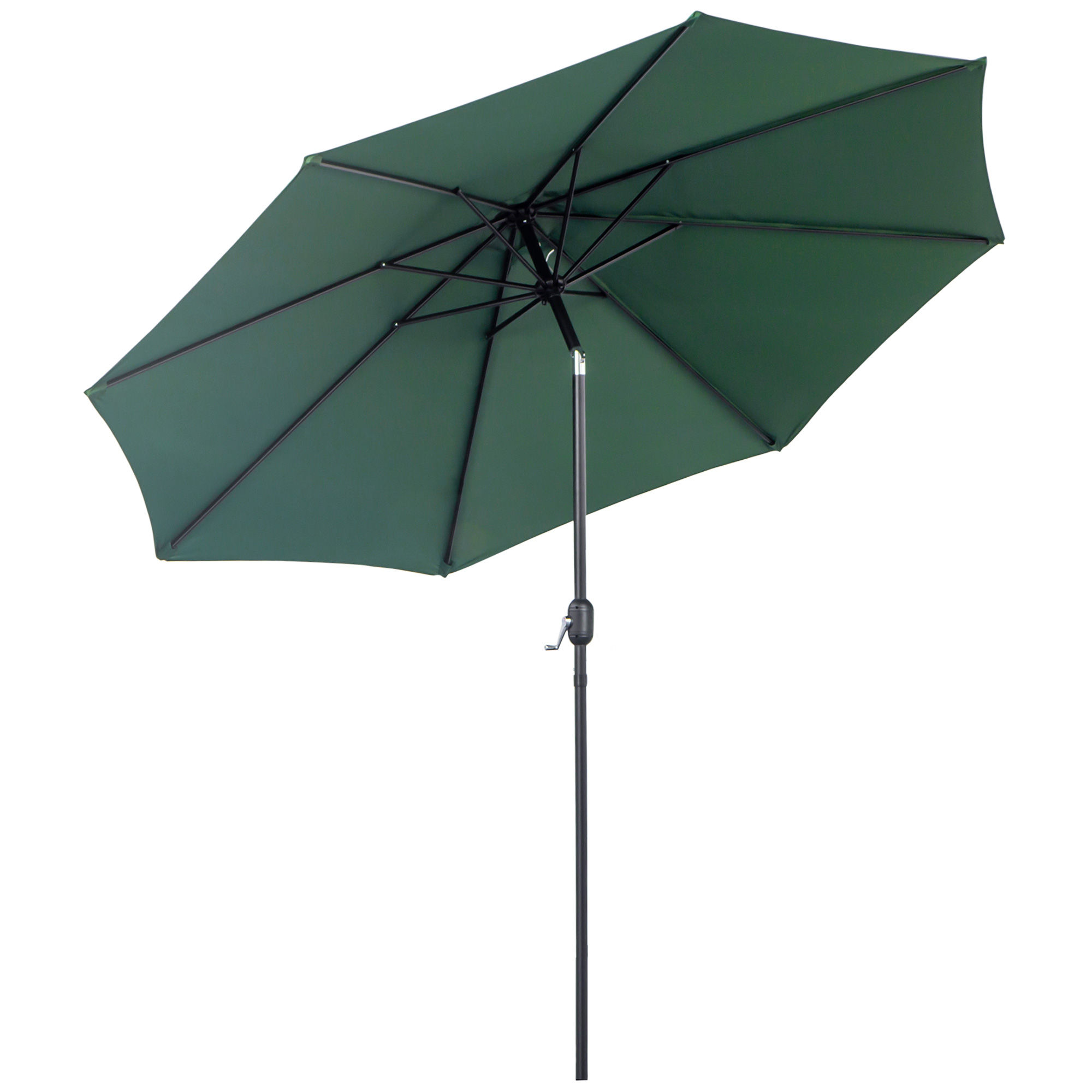 3(m) Tilting Parasol Garden Umbrellas, Outdoor Sun Shade with 8 Ribs, Tilt and C