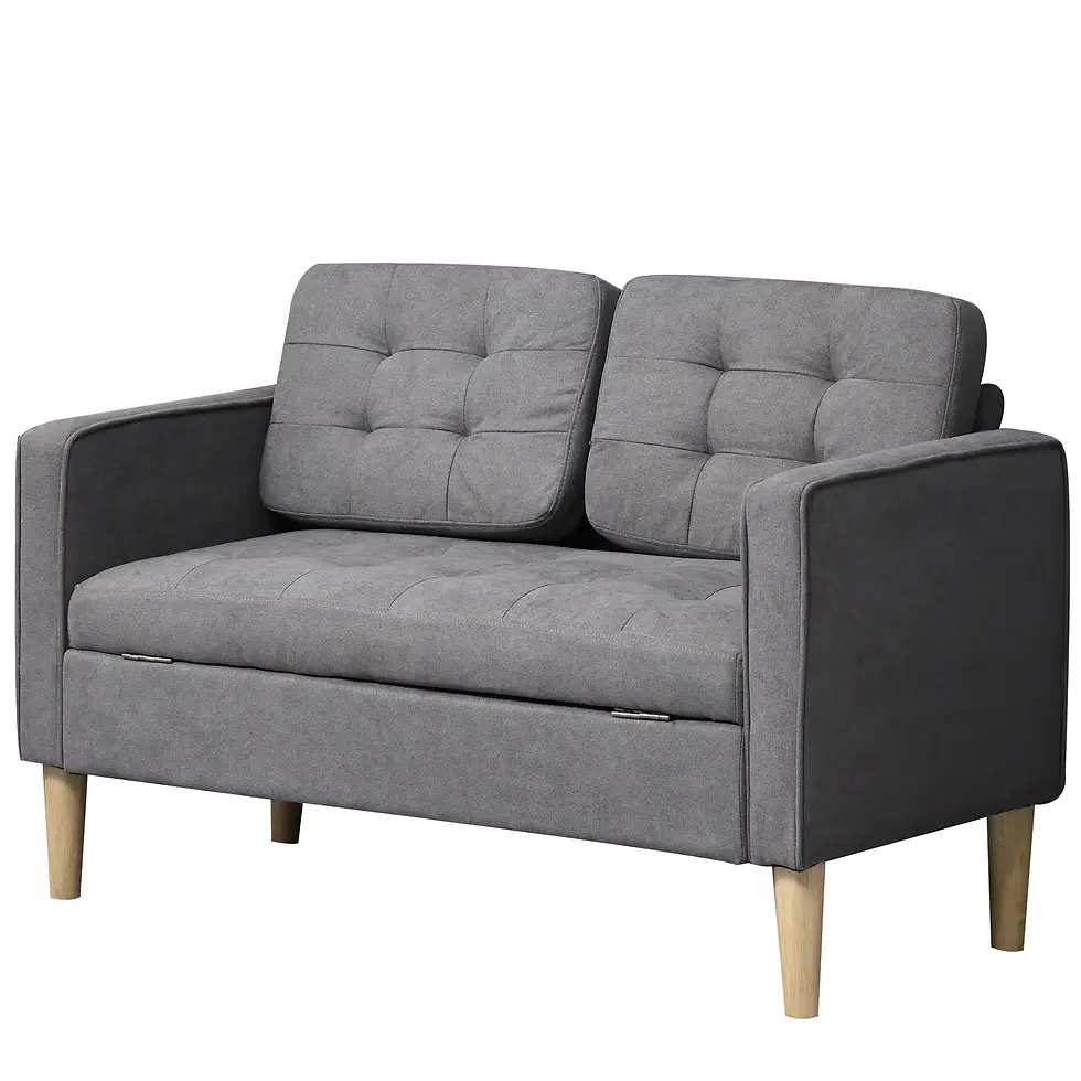 Thumbnail: HOMCOM Modern 2 Seater Sofa with Hidden Storage, 117cm Tufted Cotton Couch -Grey