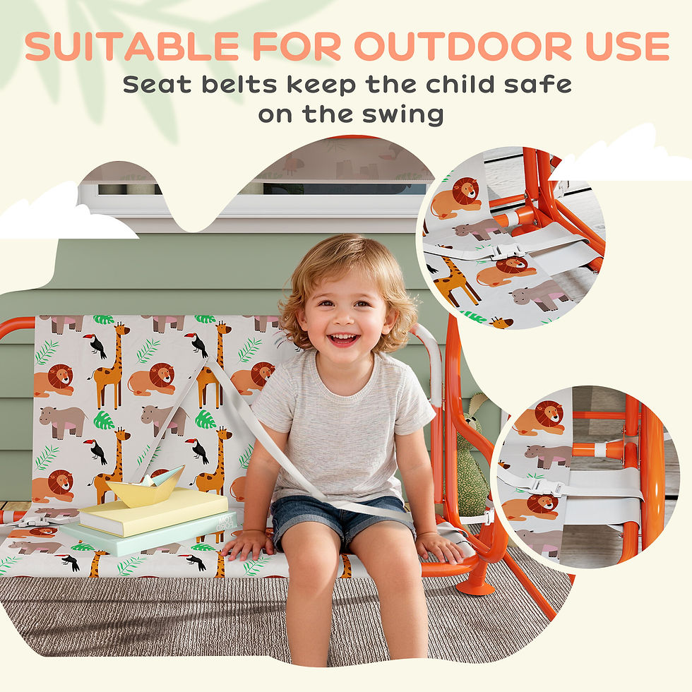Thumbnail: Kids Porch Swing, 2-Seater Patio Swing Bench Hammock with Seat Belts, Adjustable