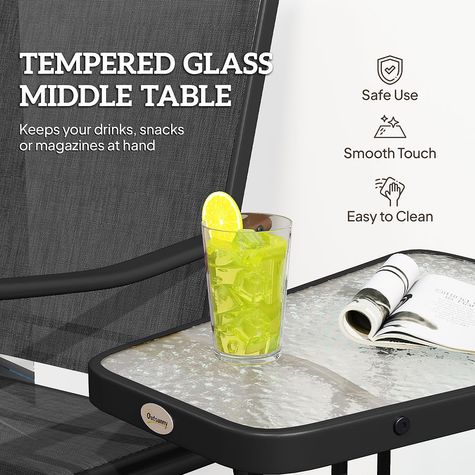 Thumbnail: Gliding Jack and Jill Seat, with Glass-Top Table - Black