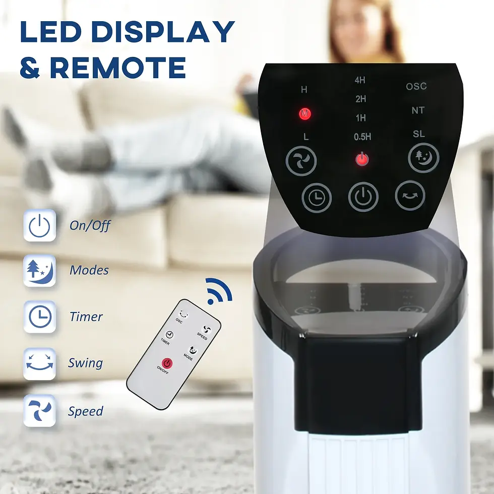 Thumbnail: HOMCOM 31" Freestanding Tower Fan, 3 Speed 3 Mode, 7.5H Timer, Oscillating, LED