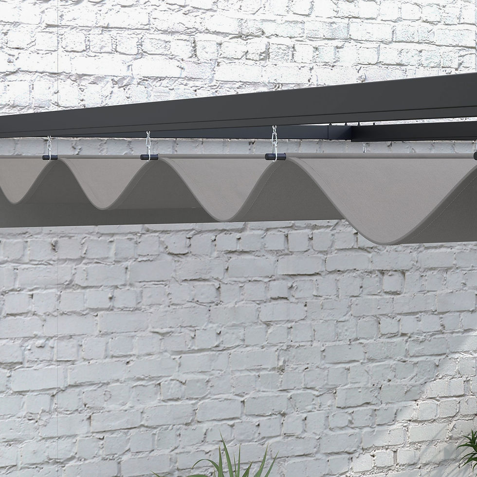 Thumbnail: Outsunny 3 x 4m Lean To Steel Pergola, with Moving Fabric Canopy - Dark Grey