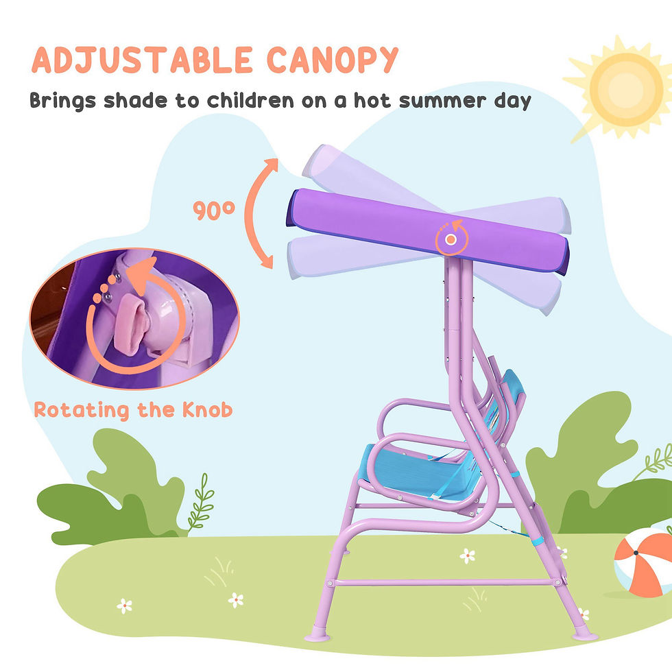 Thumbnail: Two Seater Kids Garden Swing, Fairy Themed kids Swing Chair with Adjustable Cano