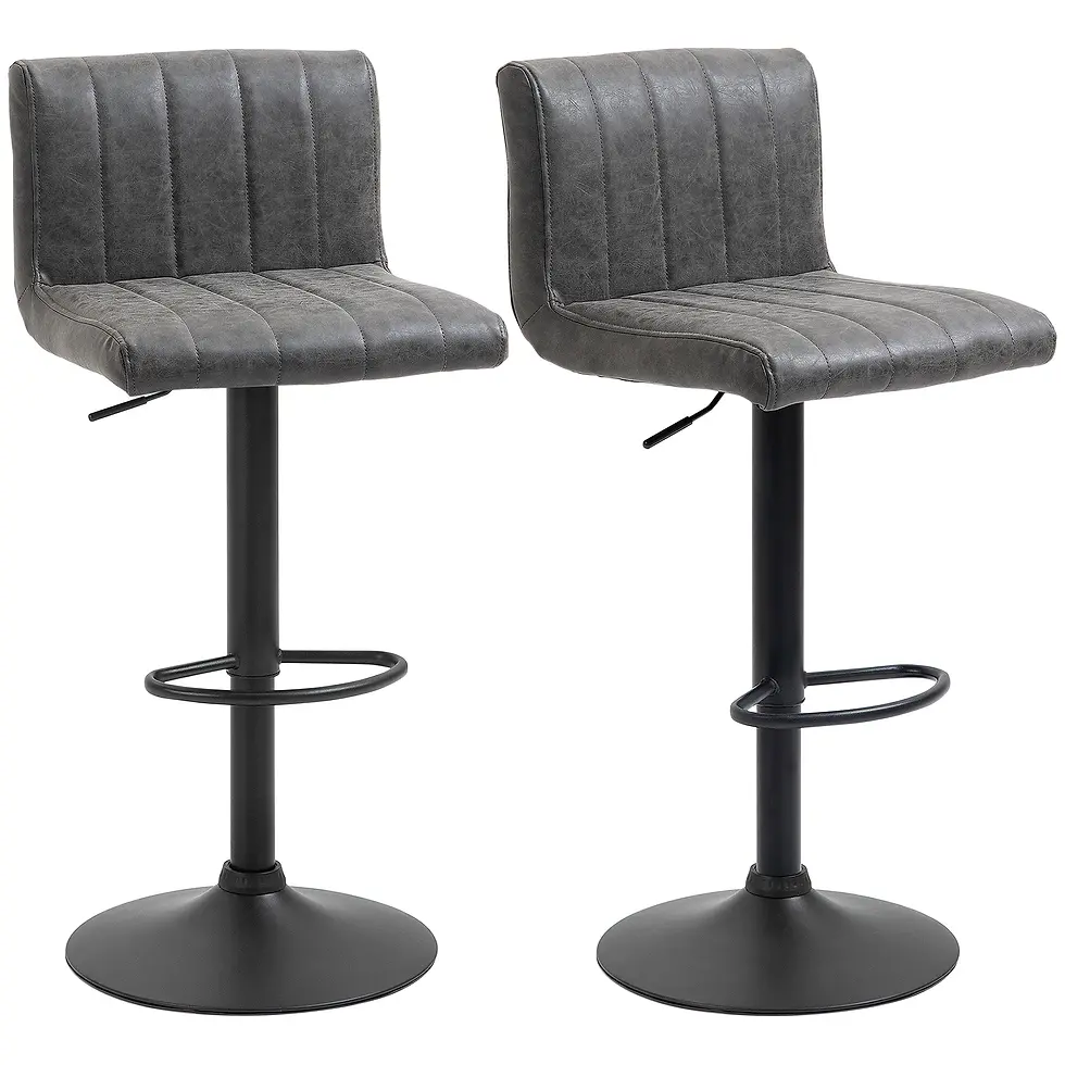 Thumbnail: Adjustable Barstools Set of 2, Swivel Counter Bar Chairs, Bar Stools w/ Footrest