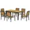 Thumbnail: Modern Dining Set w/ Table & 6 Chairs - Black Metal & Wooden Surfaces