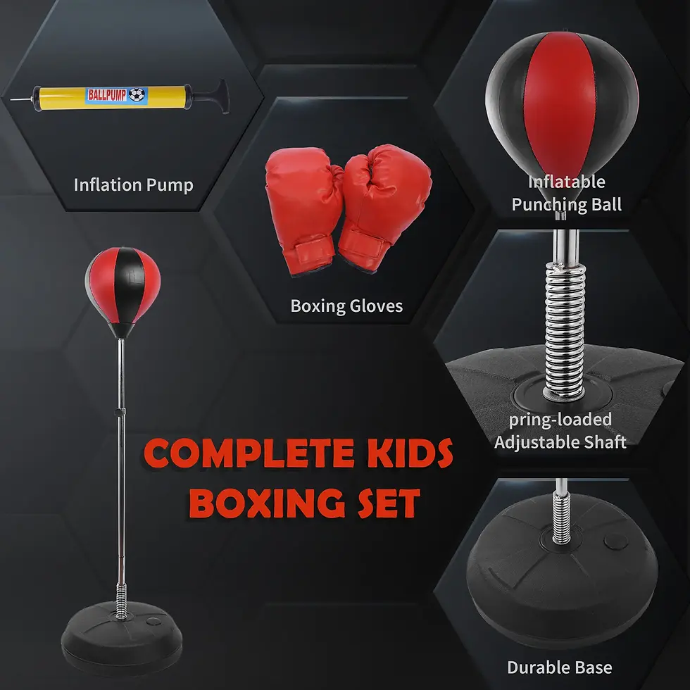 Thumbnail: HOMCOM Training Boxing Punch Ball Set 125-145H x Φ43cm with Gloves Air Pump