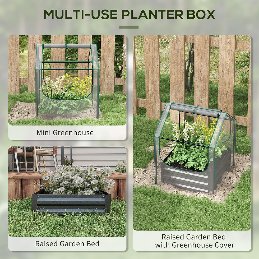Thumbnail: Outsunny 61 x 61cm Garden Planter Bed, with Cover - Grey