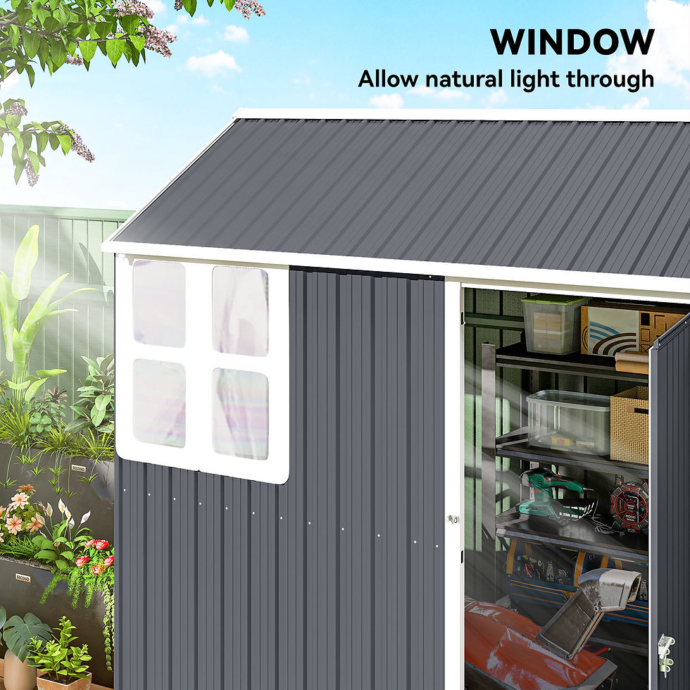 Thumbnail: 7 x 6ft Galvanised Garden Shed, with Latch - Dark Grey