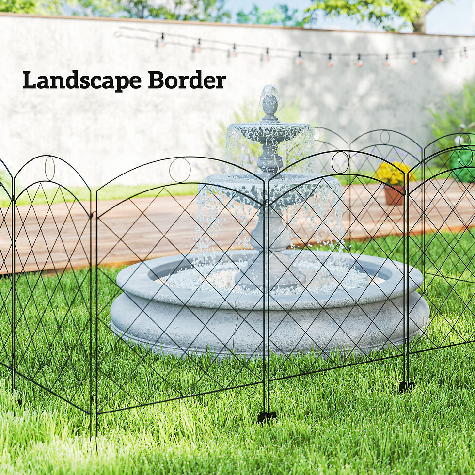 Thumbnail: Steel Decorative Outdoor Picket Fence Panels Set of 4, Black