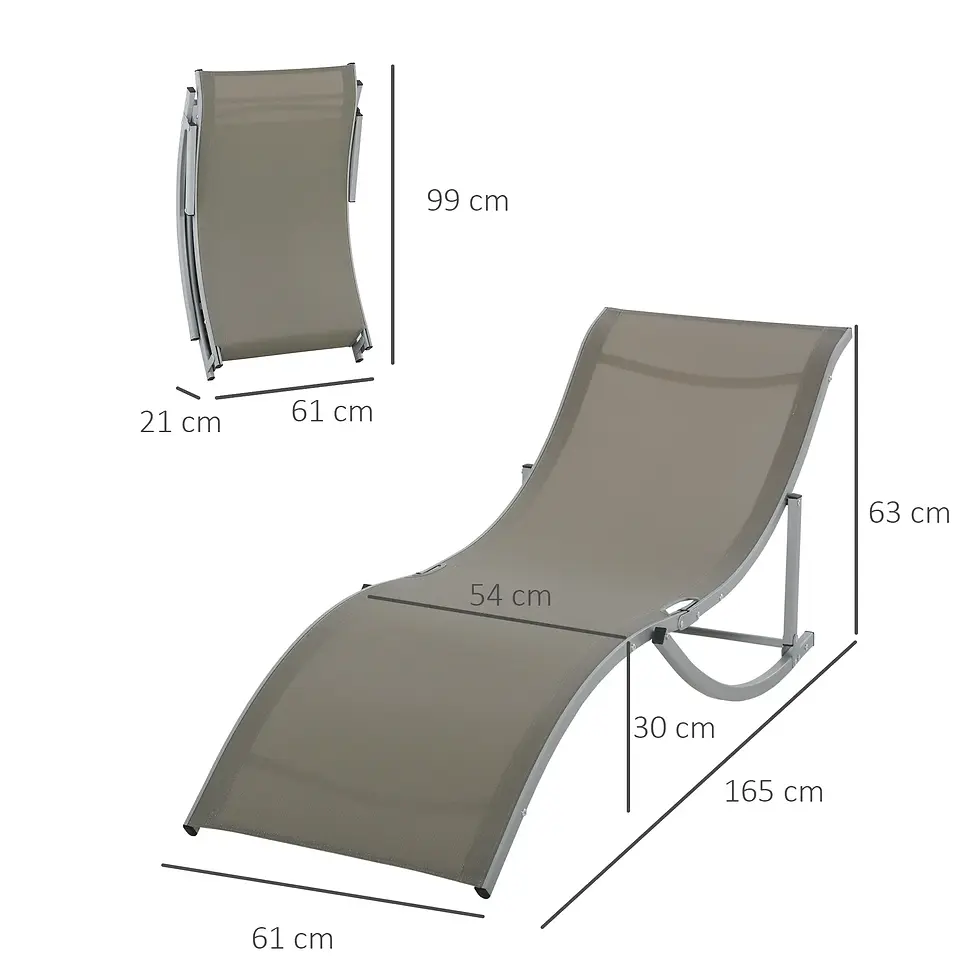 Thumbnail: Set of 2 S-shaped Foldable Lounge Chair Sun Lounger Reclining Outdoor Chair