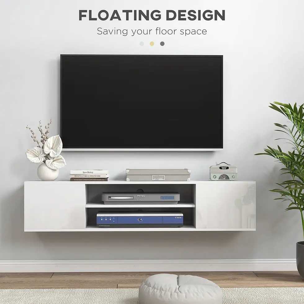 Thumbnail: HOMCOM Floating TV Stand Cabinet for TVs up to 60", Wall Mounted TV Unit - White