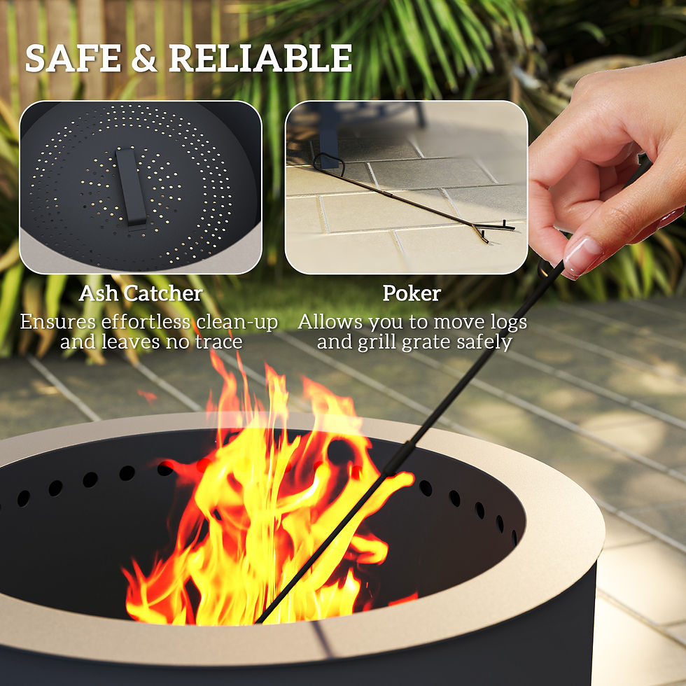 Thumbnail: Portable Fire Pit, 58 cm Round Firepit with Grill Grate, Fire Bowl with Ash Catc