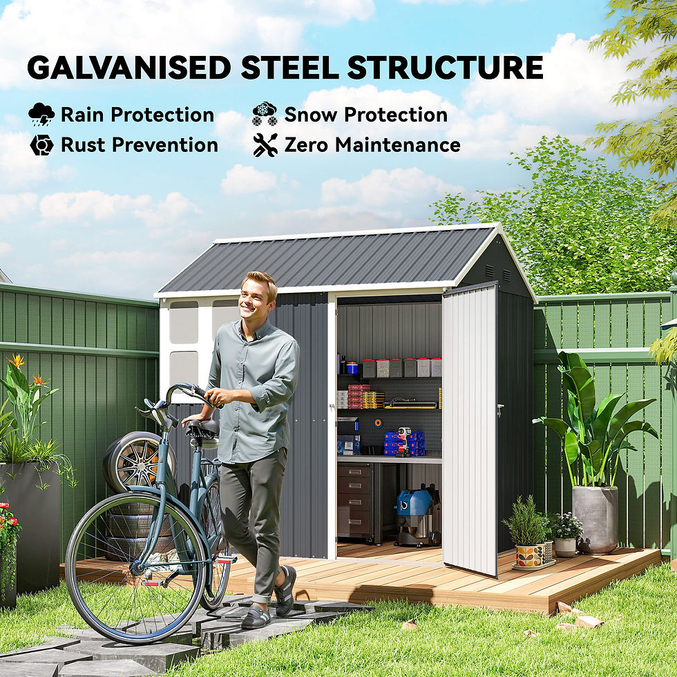Thumbnail: 7 x 6ft Galvanised Garden Shed, with Latch - Dark Grey