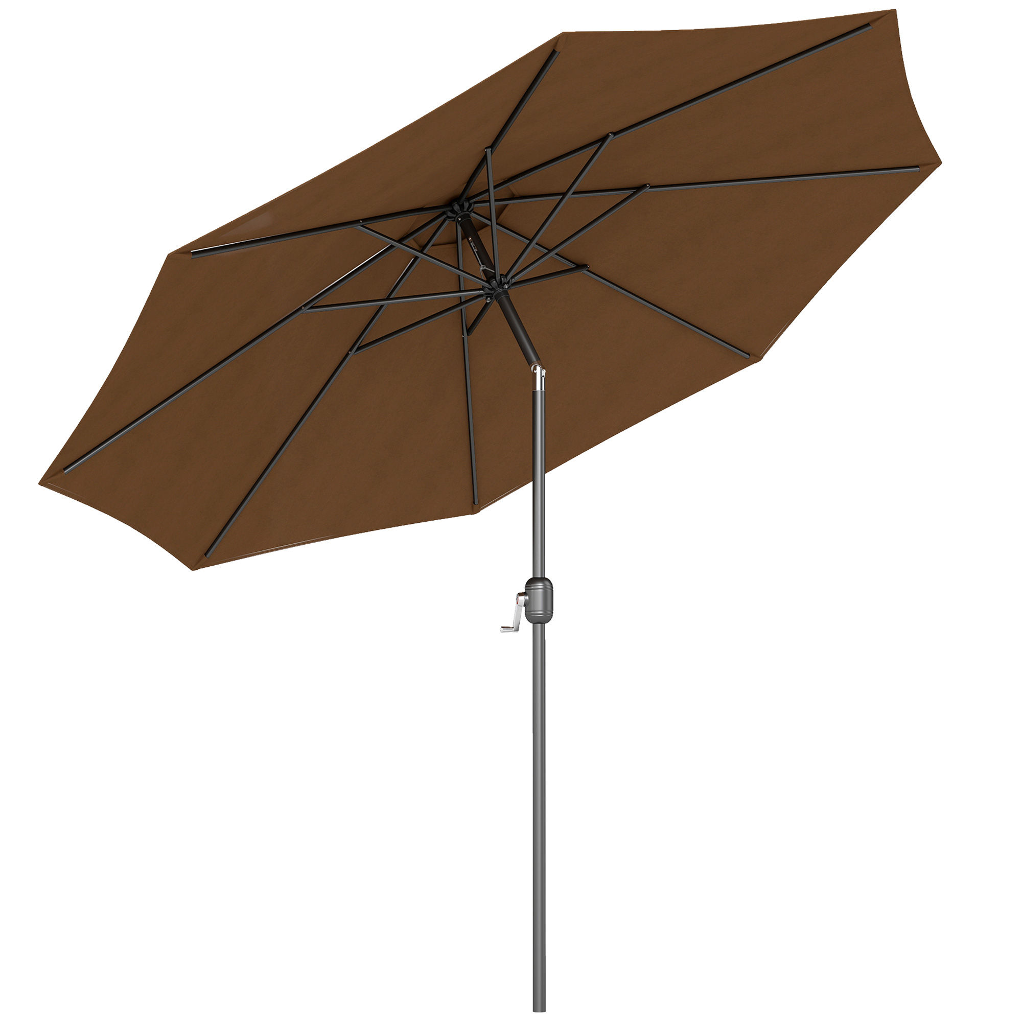 3(m) Tilting Parasol Garden Umbrellas, Outdoor Sun Shade with 8 Ribs, Tilt and C