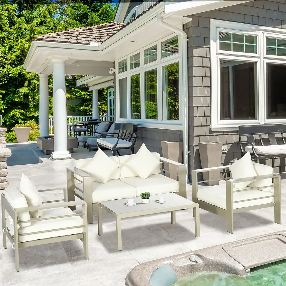 Thumbnail: Outsunny 4 Pieces Outdoor Garden Furniture Set, Aluminium Frame - Champagne Gold
