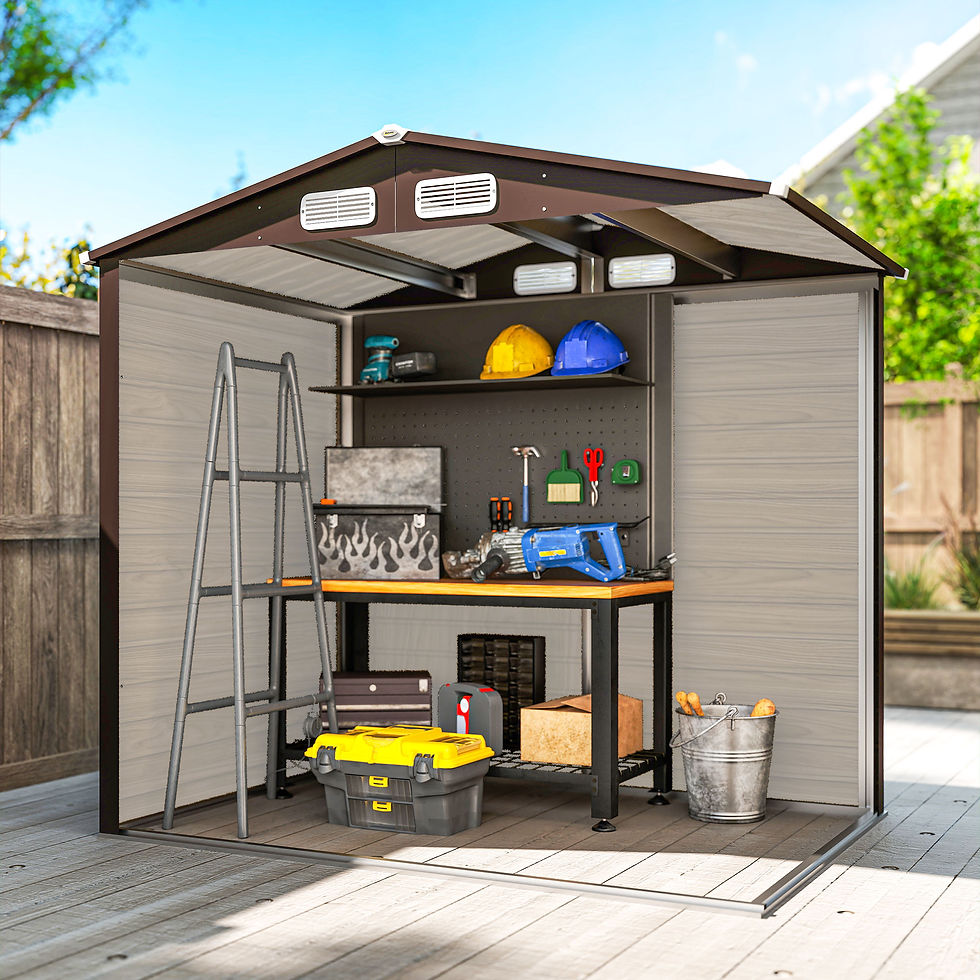 Thumbnail: 4 x 6ft Galvanised Steel Garden Shed, with Lock and Gloves - Oak