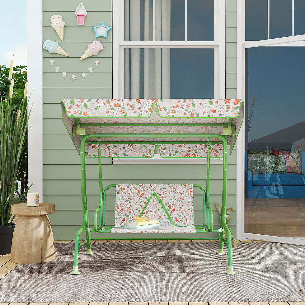 Thumbnail: Kids Garden Swing Chair with Adjustable Canopy, Safety Belt, 2 Seater Hammock Sw