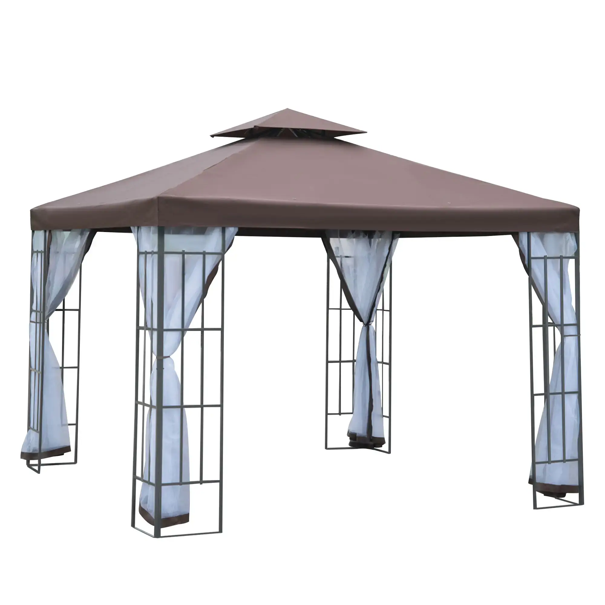 Outsunny 3 x 3(m) Patio Gazebo Canopy Garden Pavilion Tent Shelter 2 Tier Roof