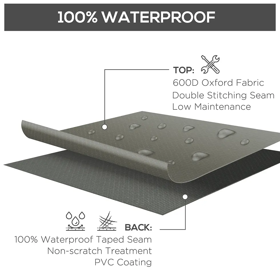 Thumbnail: Large Square Patio Garden Furniture Set Cover 600D Oxford Waterproof - Grey