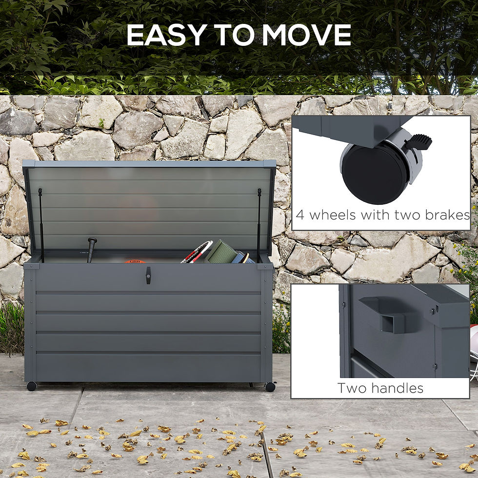 Thumbnail: Outsunny 311L Galvanised Steel Garden Storage Box, with Lock - Dark Grey