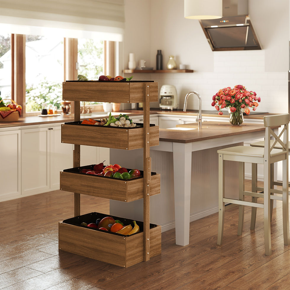 Thumbnail: Outsunny Four-Tier Basket Wooden Plant Stand - Orange