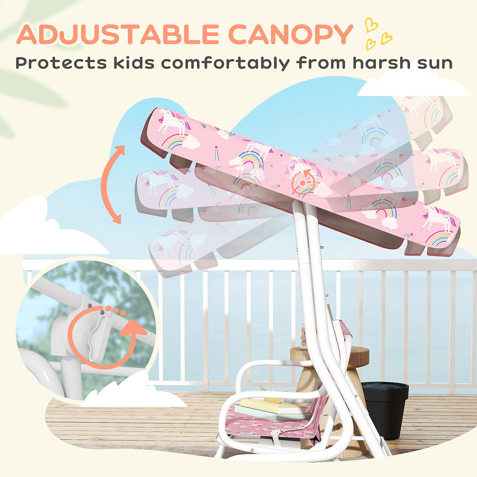 Thumbnail: Kids Porch Swing, 2-Seater Patio Swing Bench Hammock with Seat Belts, Adjustable