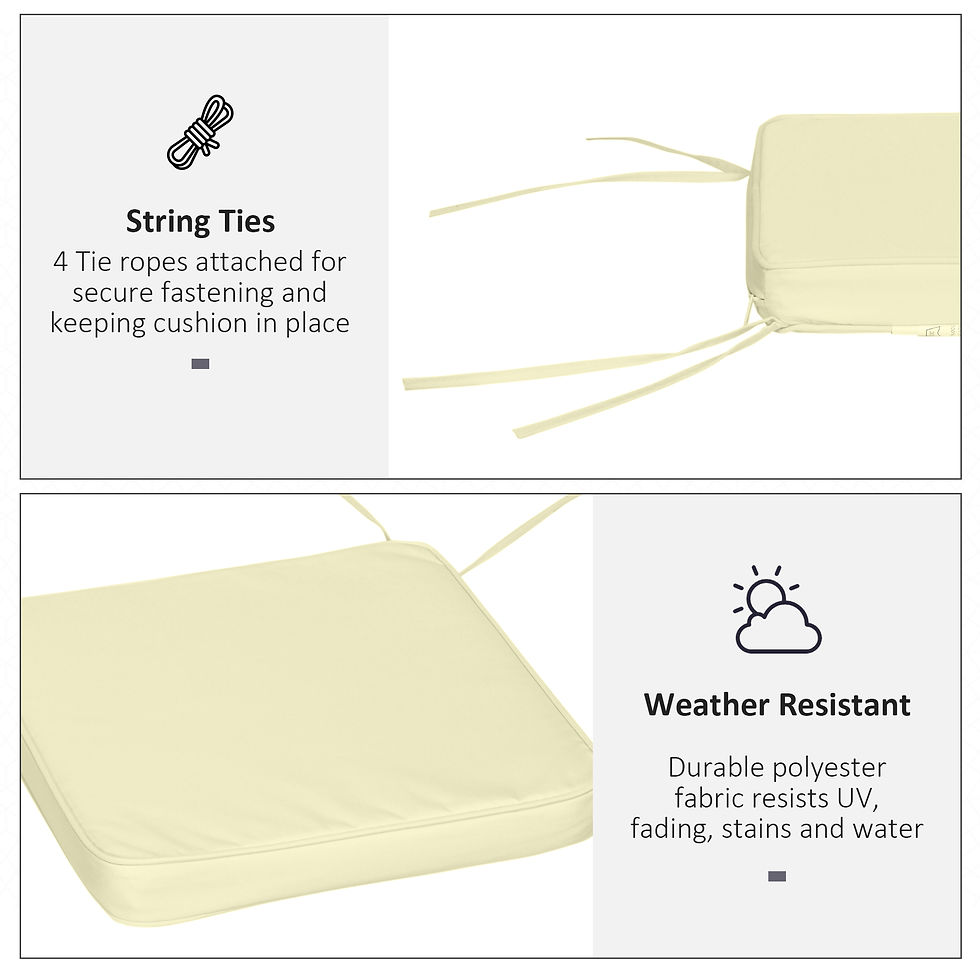 Thumbnail: Outsunny Set of 6 Pcs Chair Cushion, 42Lx42Wx5T cm-Cream White
