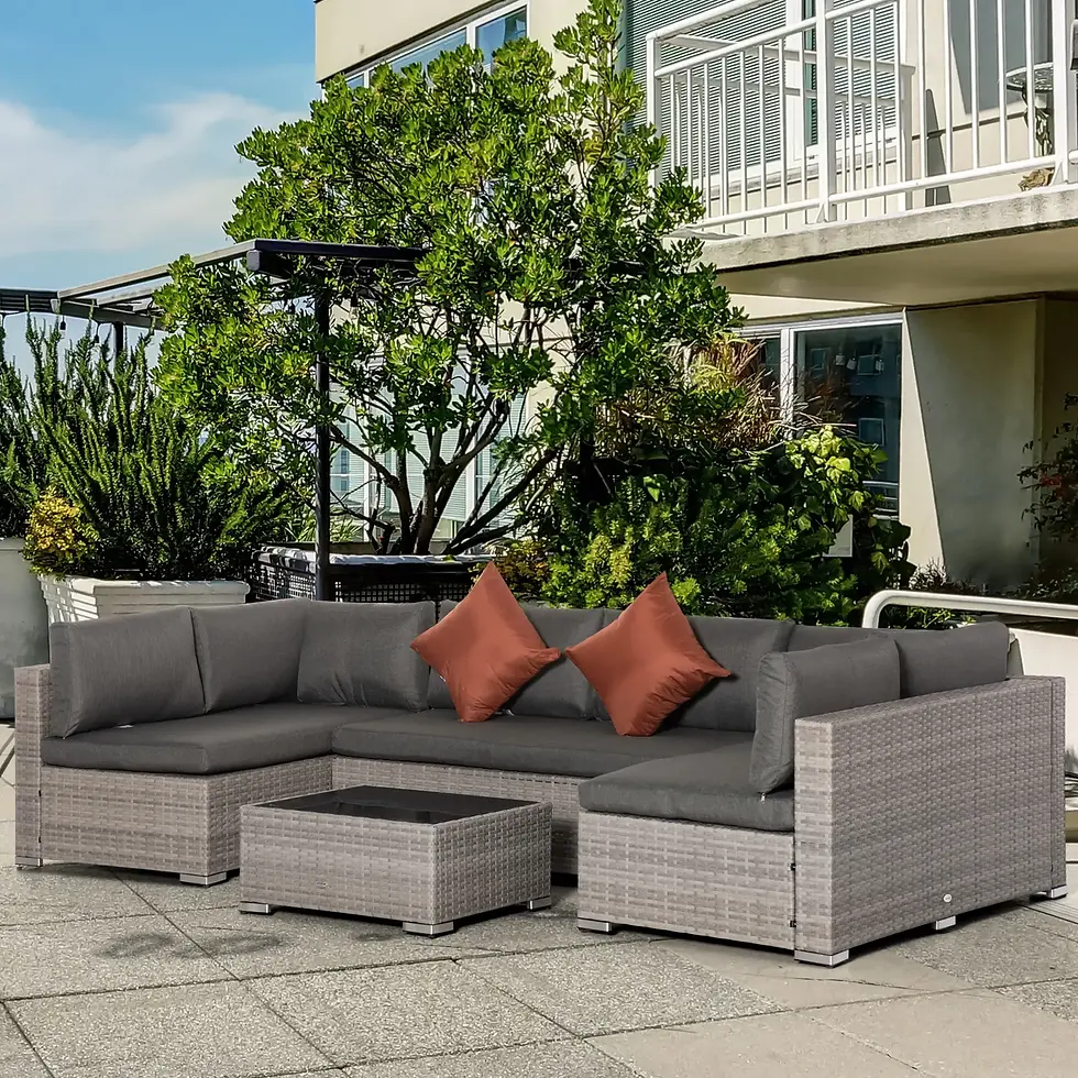 Thumbnail: Outsunny Four-Piece Half-Square Rattan Sofa Set - Mixed Grey