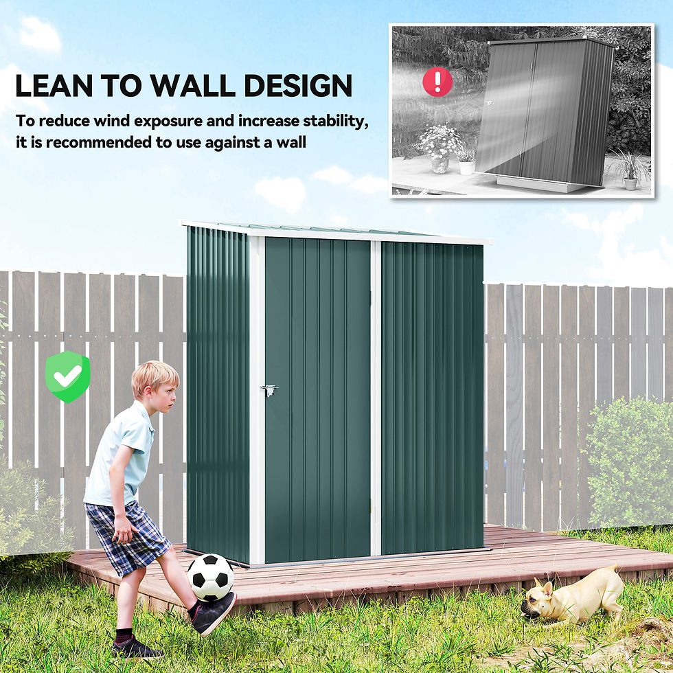 Thumbnail: Outsunny 5.3 x 3.1ft Corrugated Steel Garden Shed - Green
