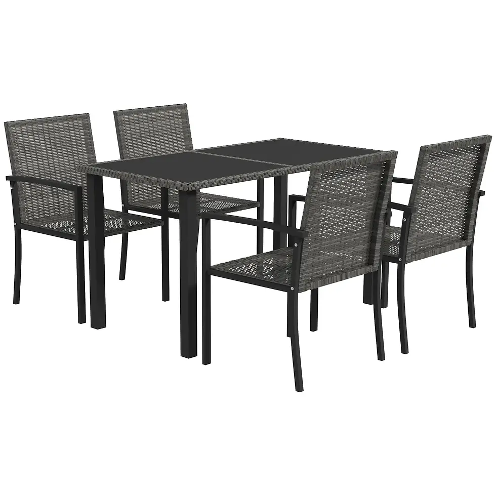 Thumbnail: Outsunny Outdoor Dining Set 5 Pieces Patio Conservatory with Tempered Table Top