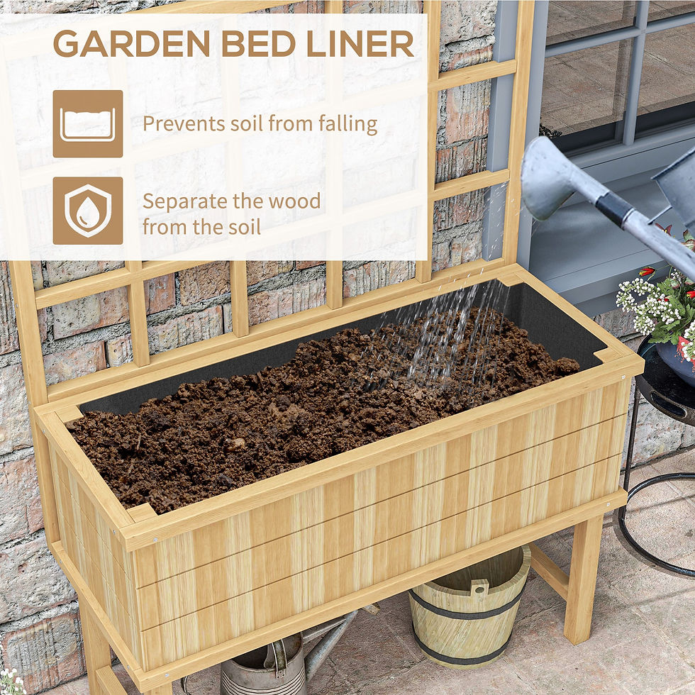 Thumbnail: 45 x 105cm Wooden Garden Planter, with Trellis - Natural