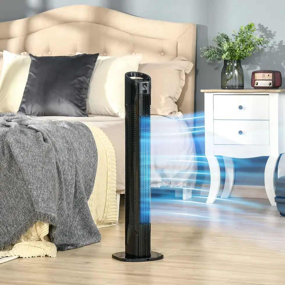 Thumbnail: HOMCOM 31" Freestanding Tower Fan, 3 Speed 3 Mode, 7.5H Timer, Oscillating, LED