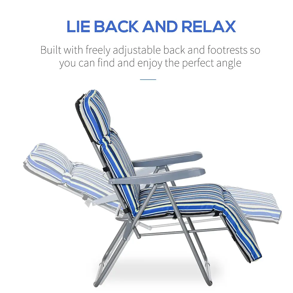 Thumbnail: Reclining Garden Chair Set of 2, 5-Level Adjustable 0-Gravity Chairs w/ Cushions