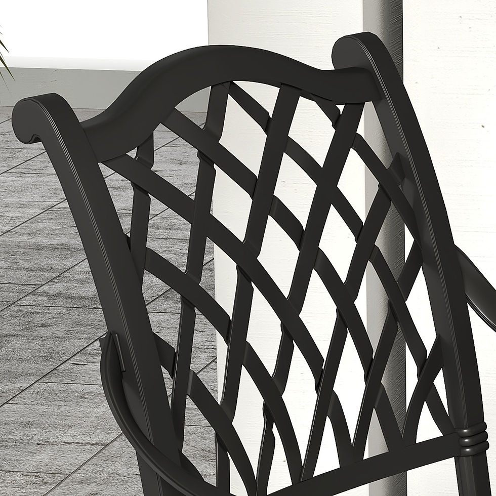 Thumbnail: 7 Pieces Aluminium Patio Dining Set with Umbrella Hole Black